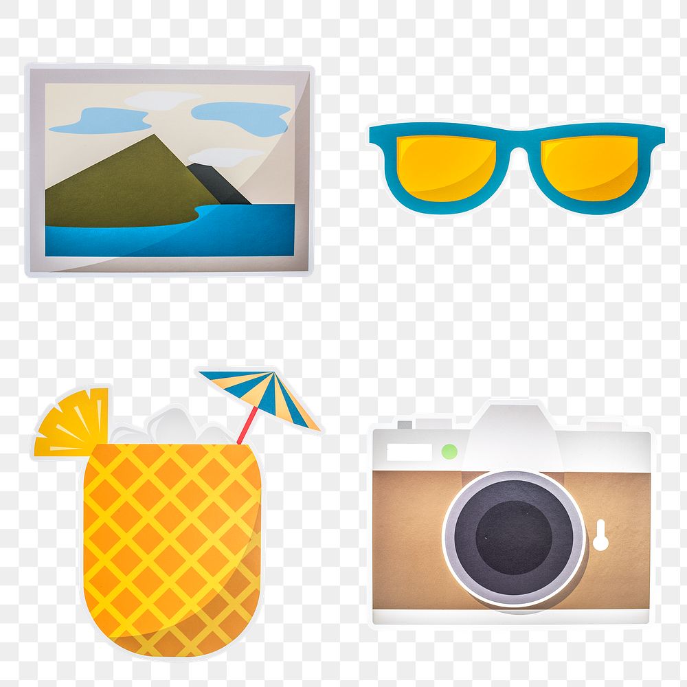 Summer vacation icons design sticker set