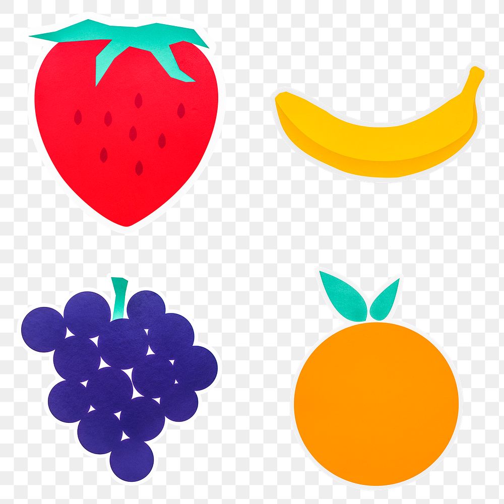 Mixed fruits icons design stickers set