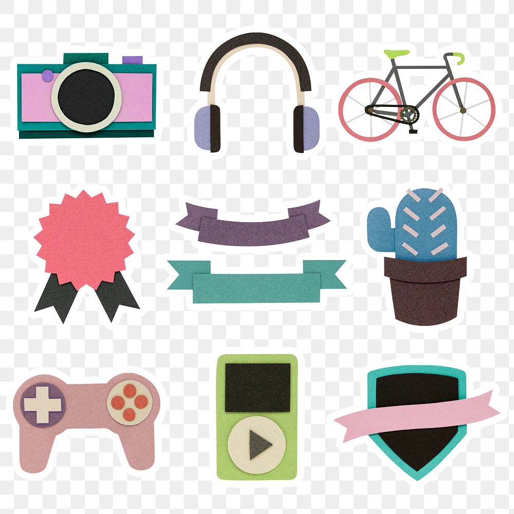 Hipster paper craft sticker set design element