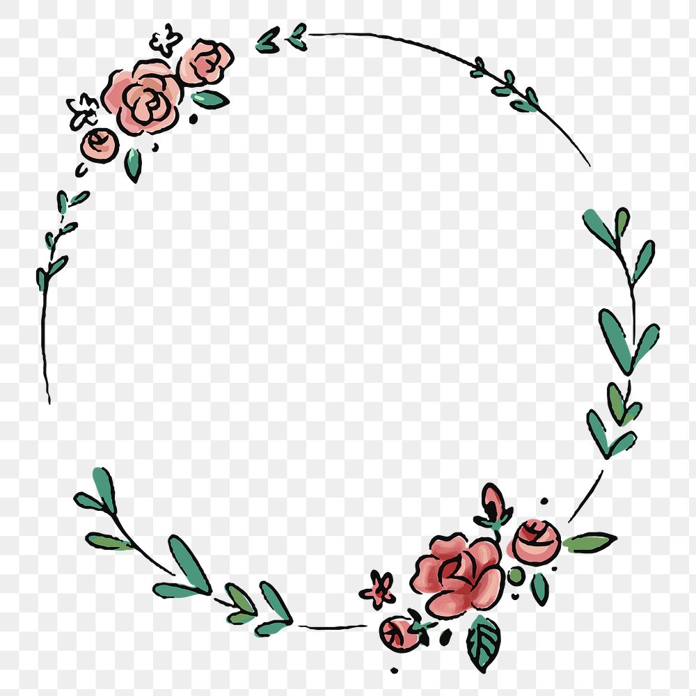 Rose flower png frame clipart, doodle illustration