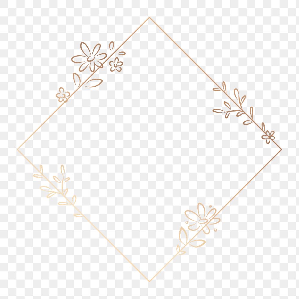 Leafy square frame png clipart, gold aesthetic design