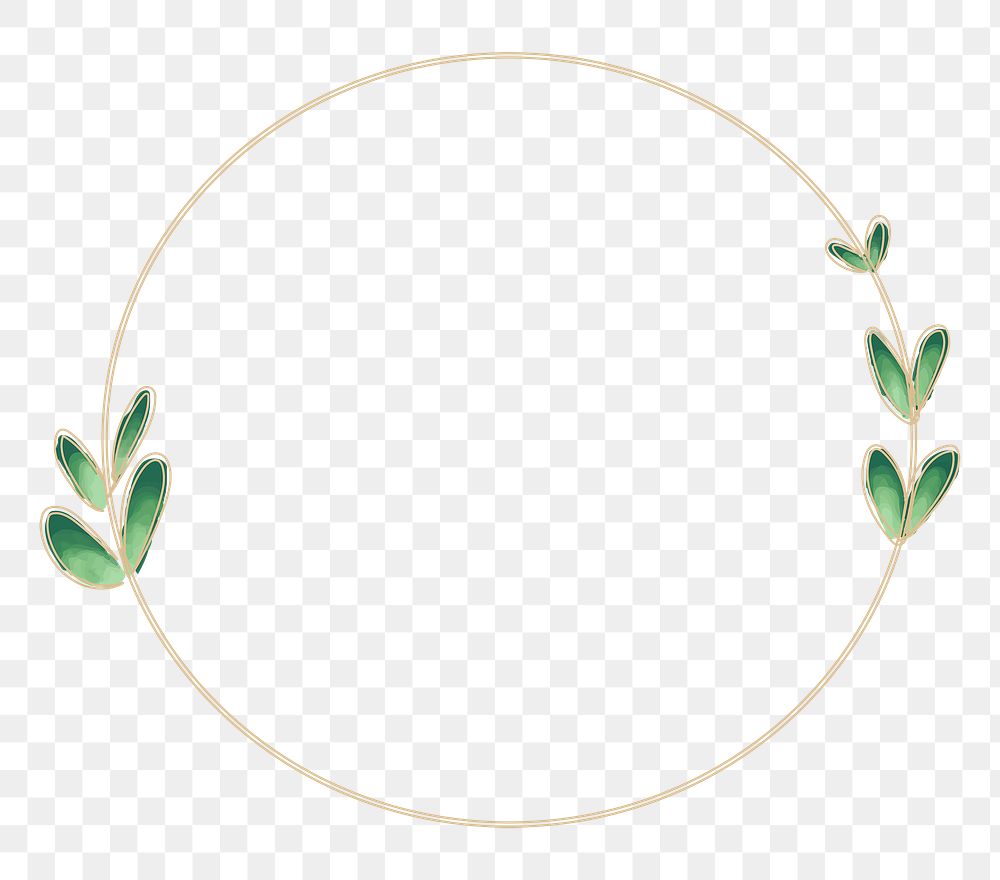 Leafy frame png collage element, doodle gradient design