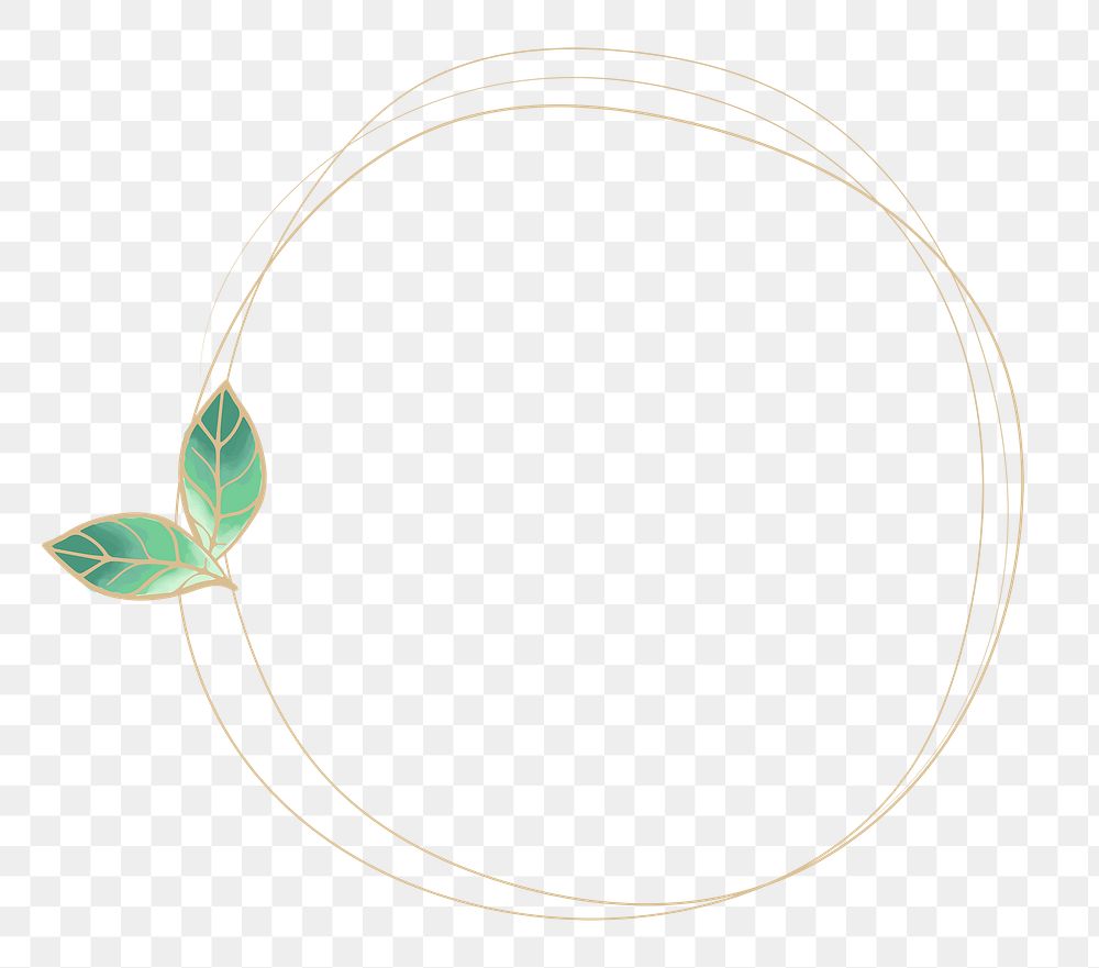 Botanical frame png collage element, doodle gradient design