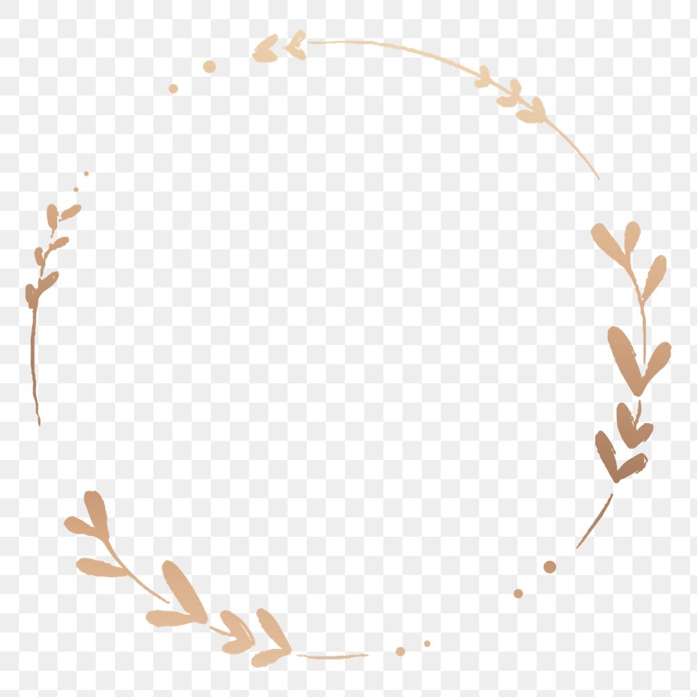 Gold circle png frame sticker, gradient botanical illustration