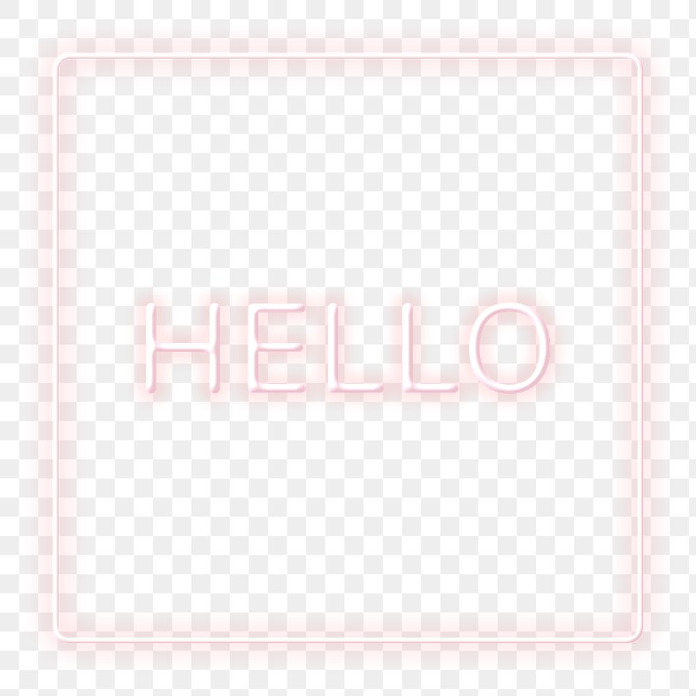 Neon frame hello png border typography