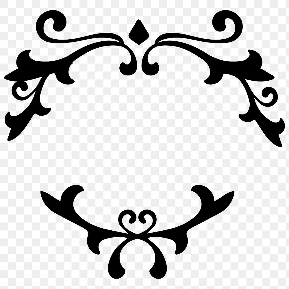 Black classy scroll ornaments png sticker