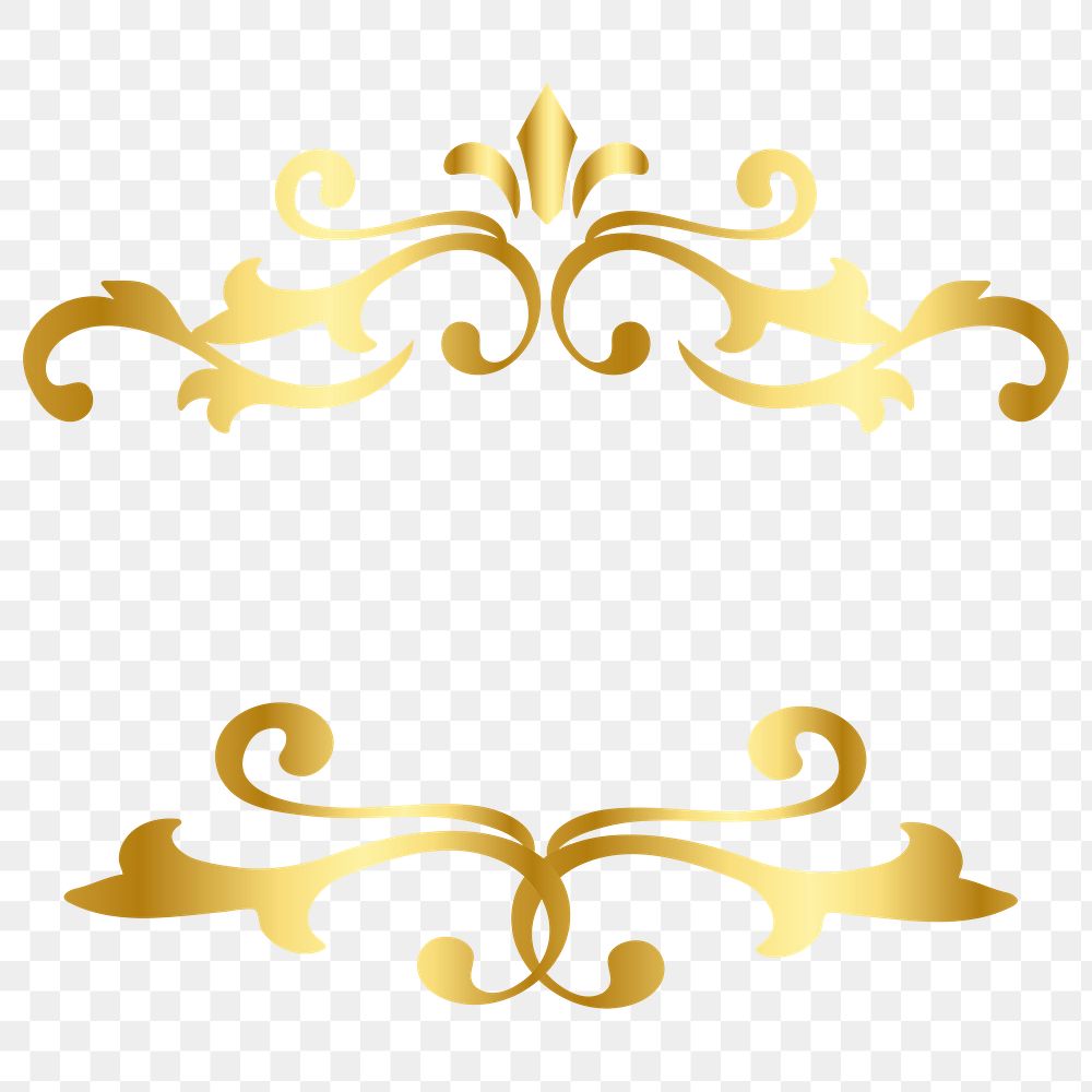 Gold ornamental filigree png frame sticker