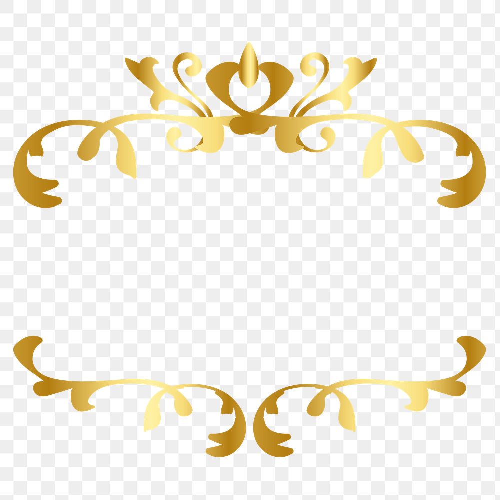 Elegant gold ornamental frame png sticker