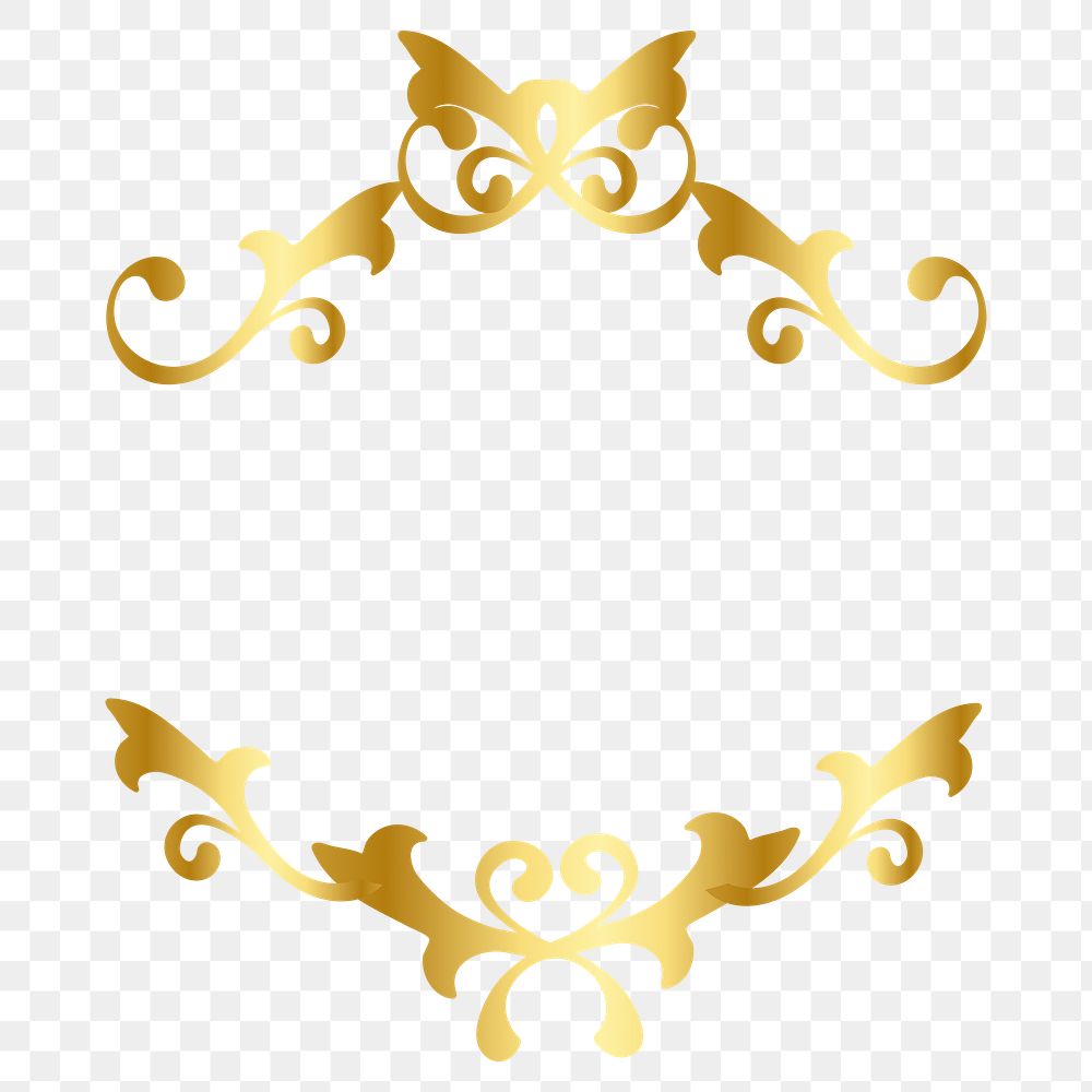 Luxurious ornaments gold png flourish frame