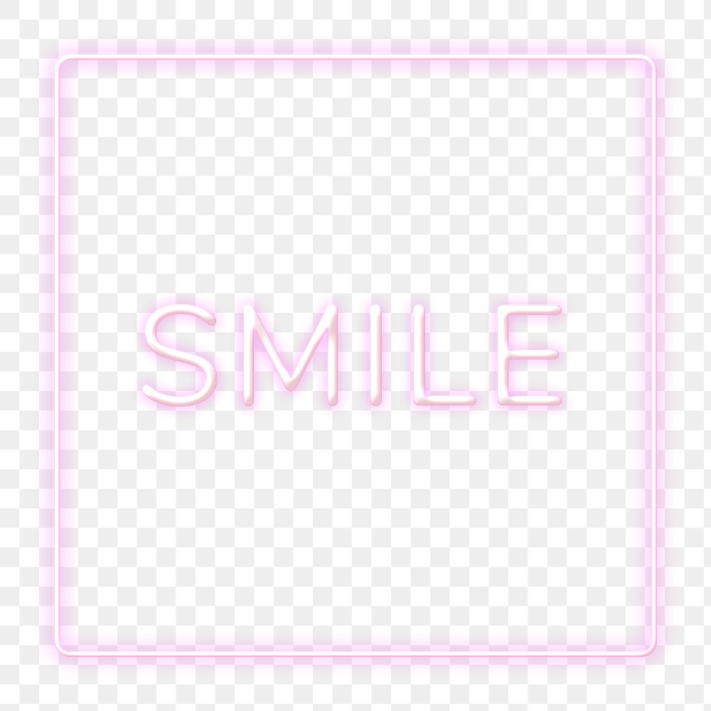Retro purple smile frame png neon border typography