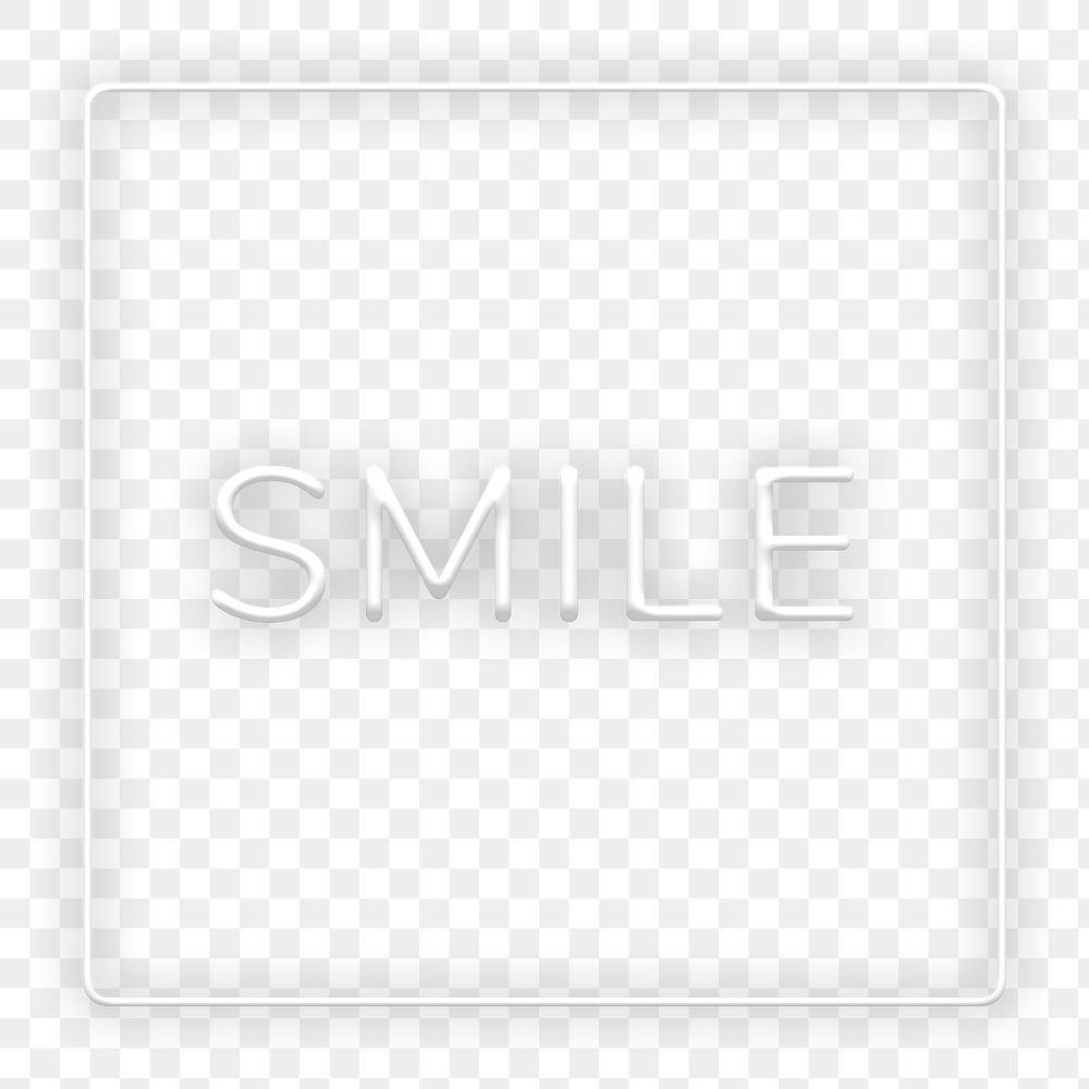 Gray neon smile png typography framed