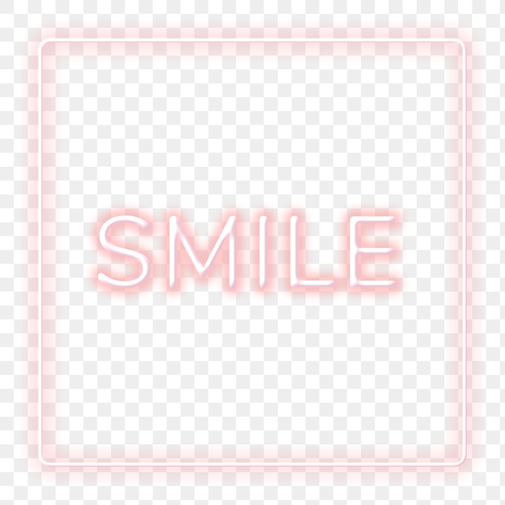 Pink neon smile png typography framed