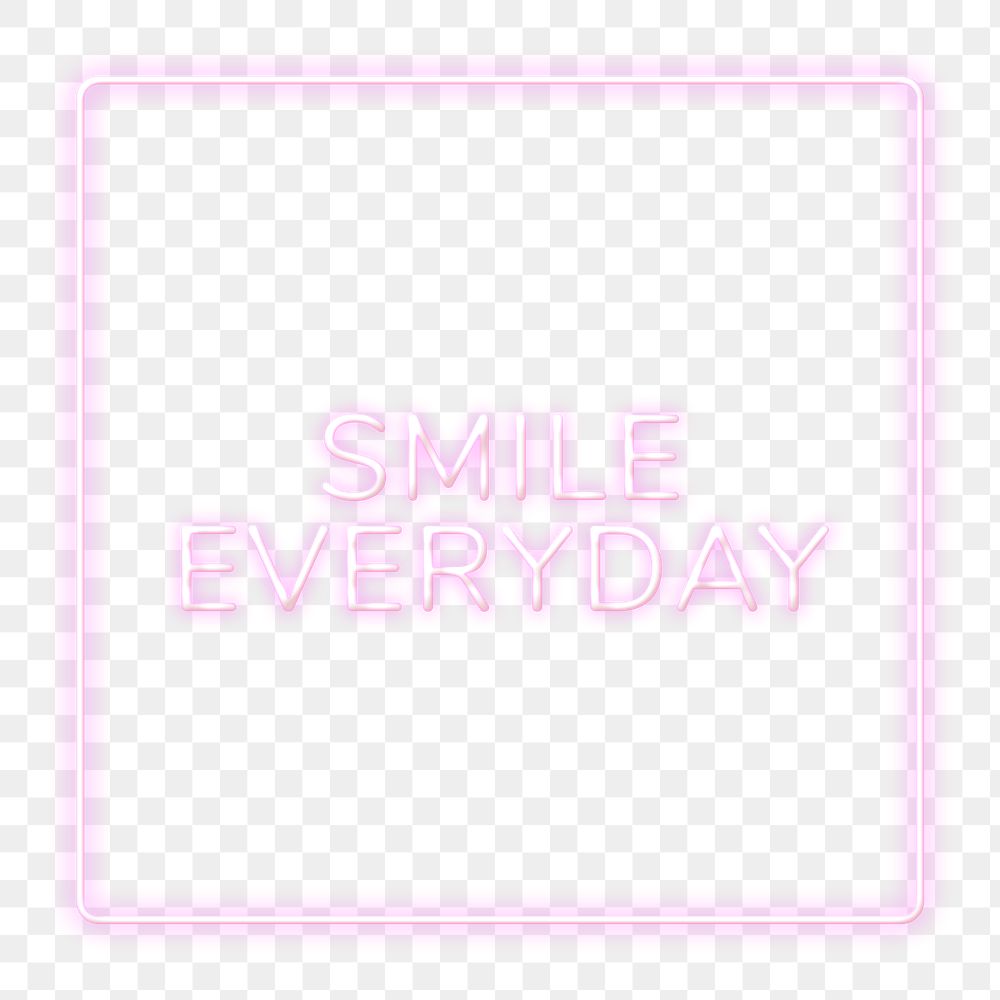 Retro smile everyday frame png neon border typography