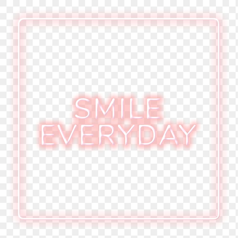 Pink neon smile everyday png typography framed