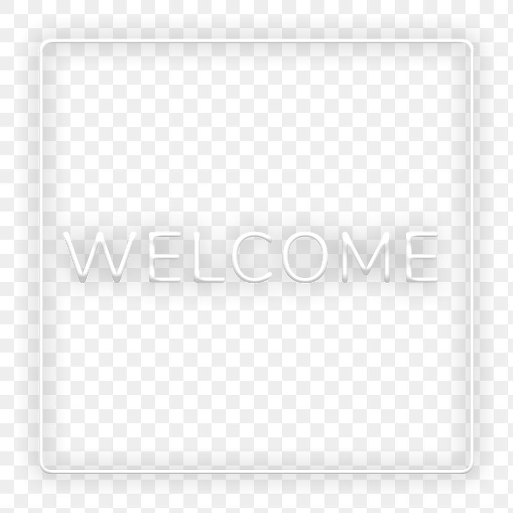 Retro gray welcome frame png neon border typography
