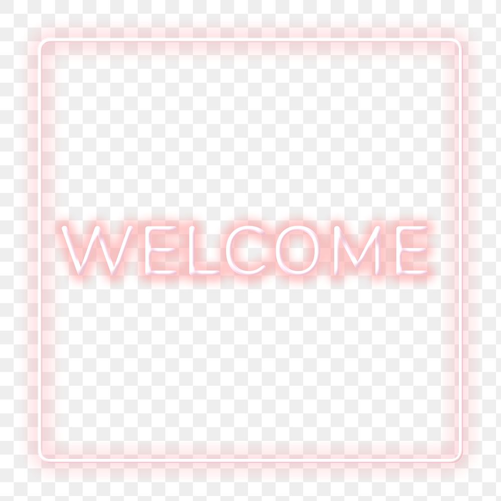 Retro pink welcome frame png neon border word sticker 