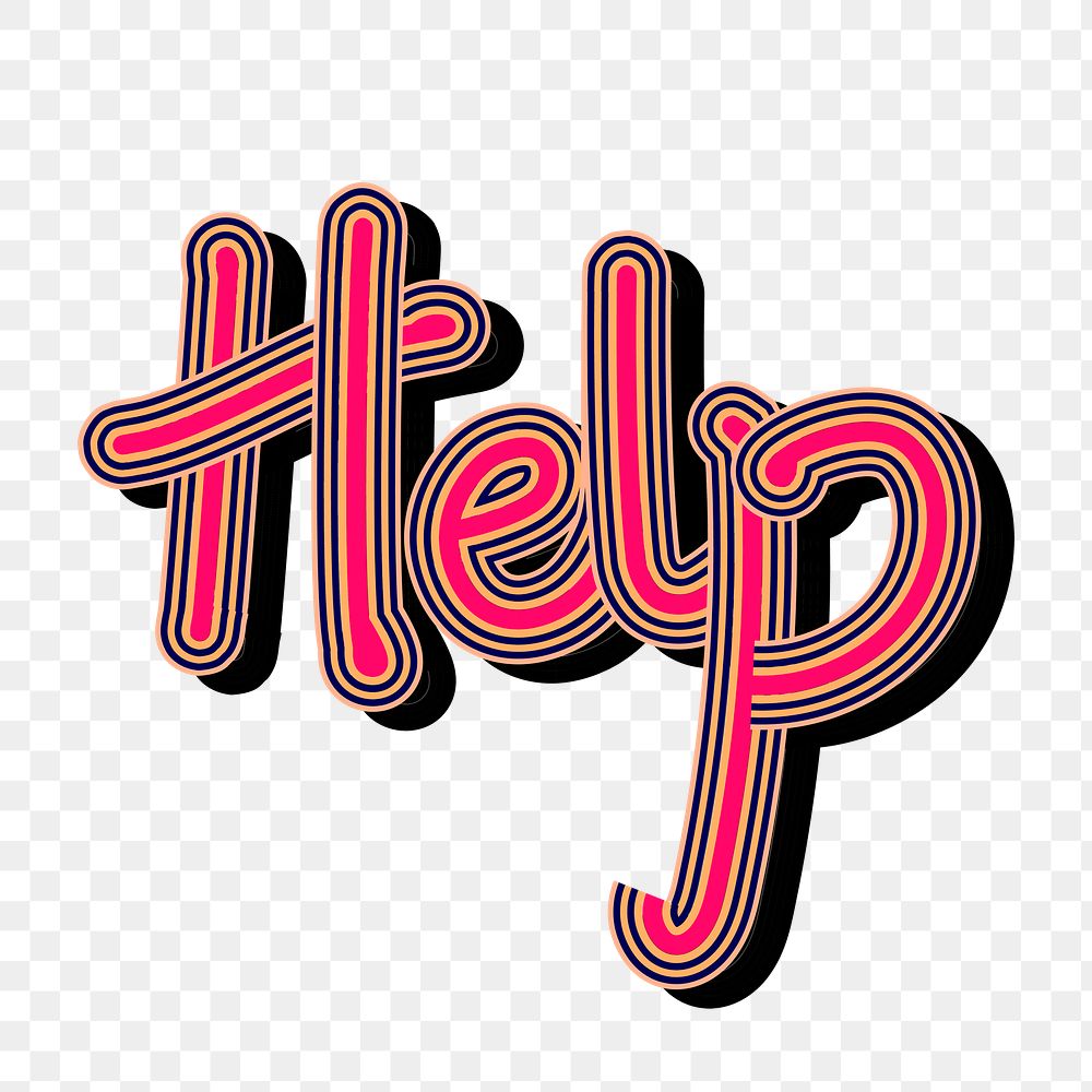 Help pink png retro word calligraphy sticker