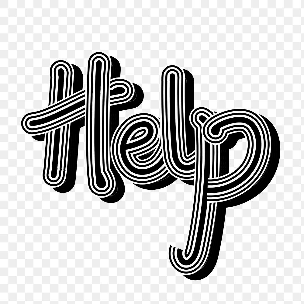 Help grayscale png blue typography sticker