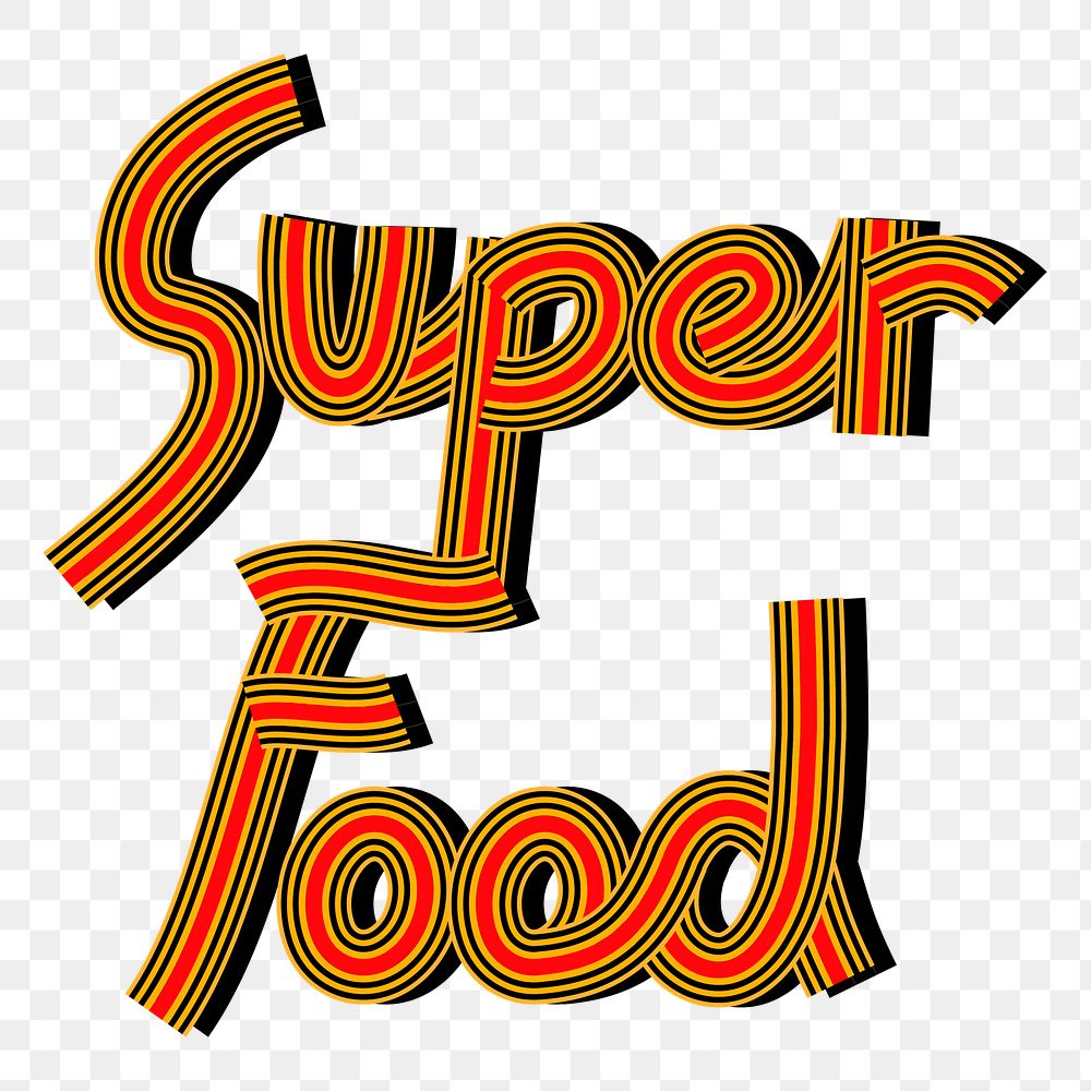 Super food word png hand drawn concentric font typography