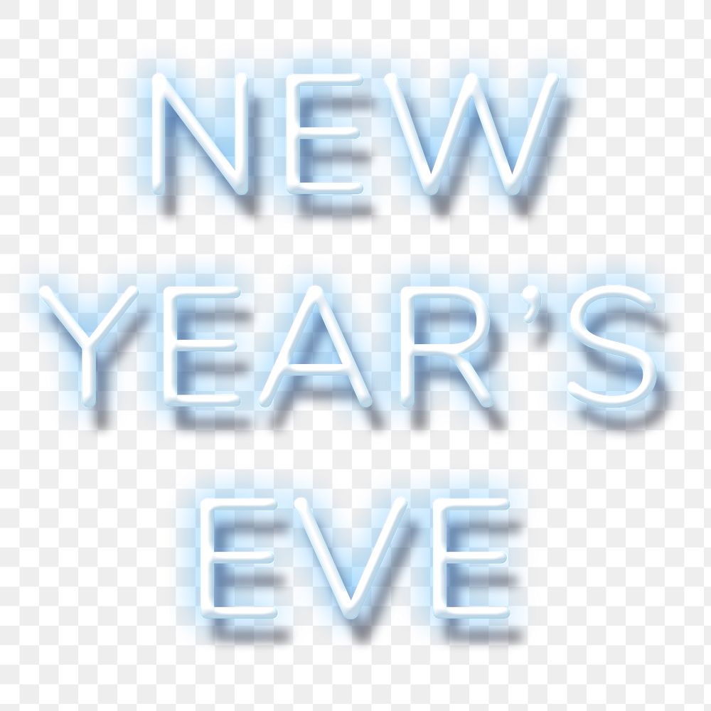 Blue neon word NEW YEAR"S EVE typography design element