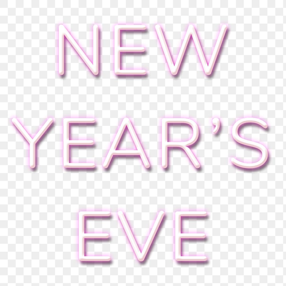 Purple neon word NEW YEAR"S EVE typography design element