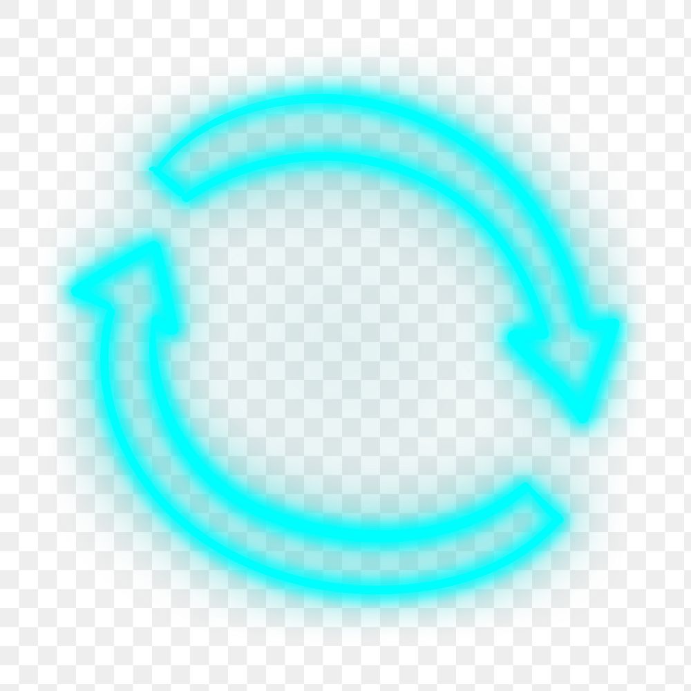 Neon blue circle arrow sign design element