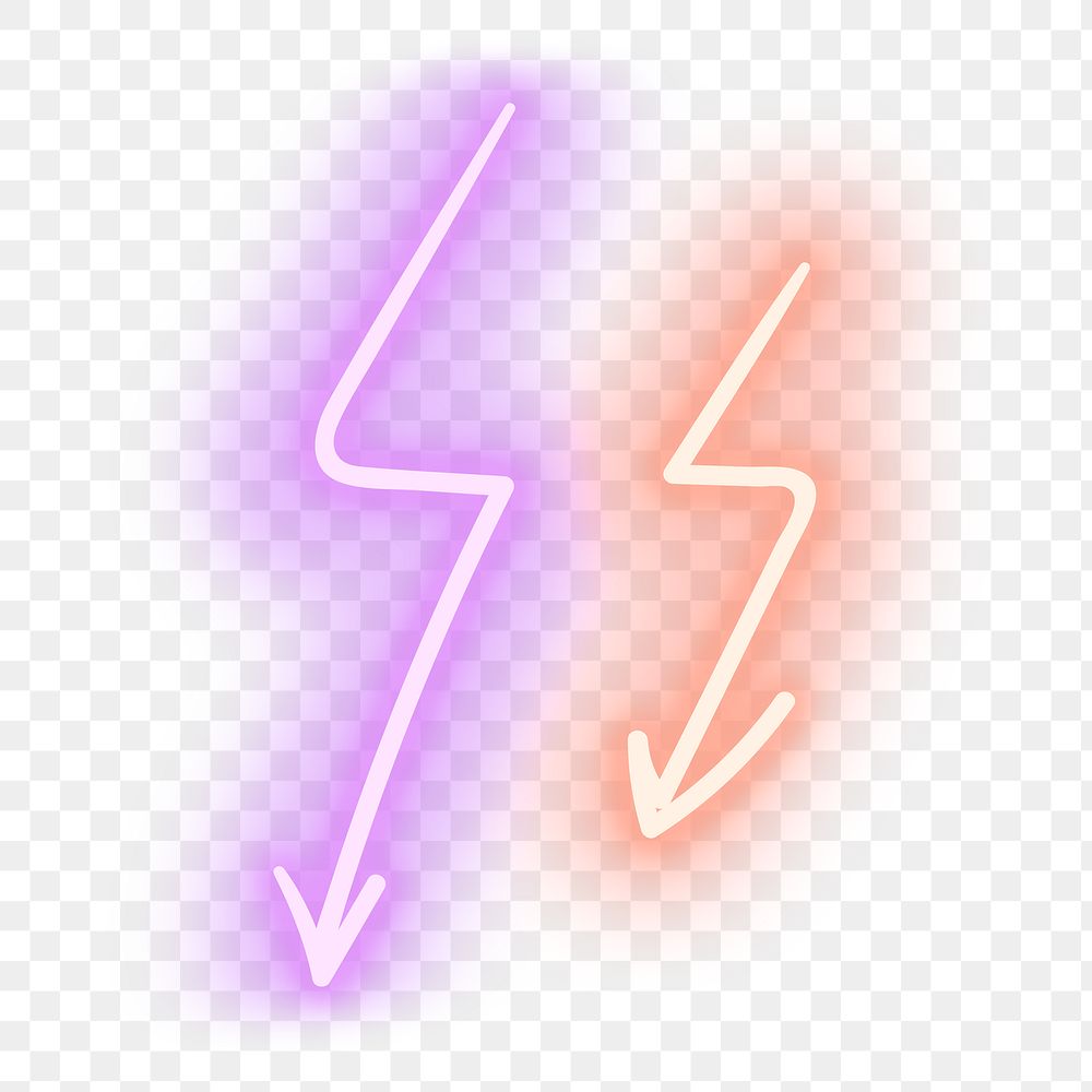 Neon pink and orange zigzag arrows sign design element