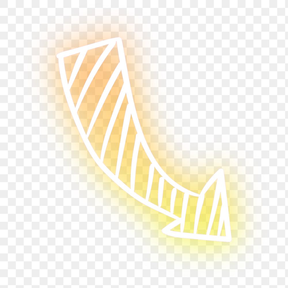 Neon yellow curved arrow sign design element