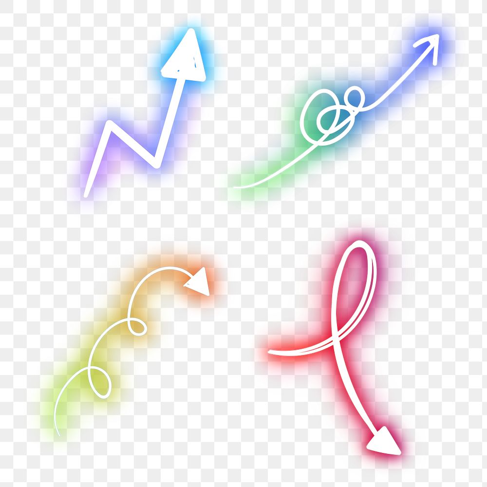 Neon arrows sign set design element