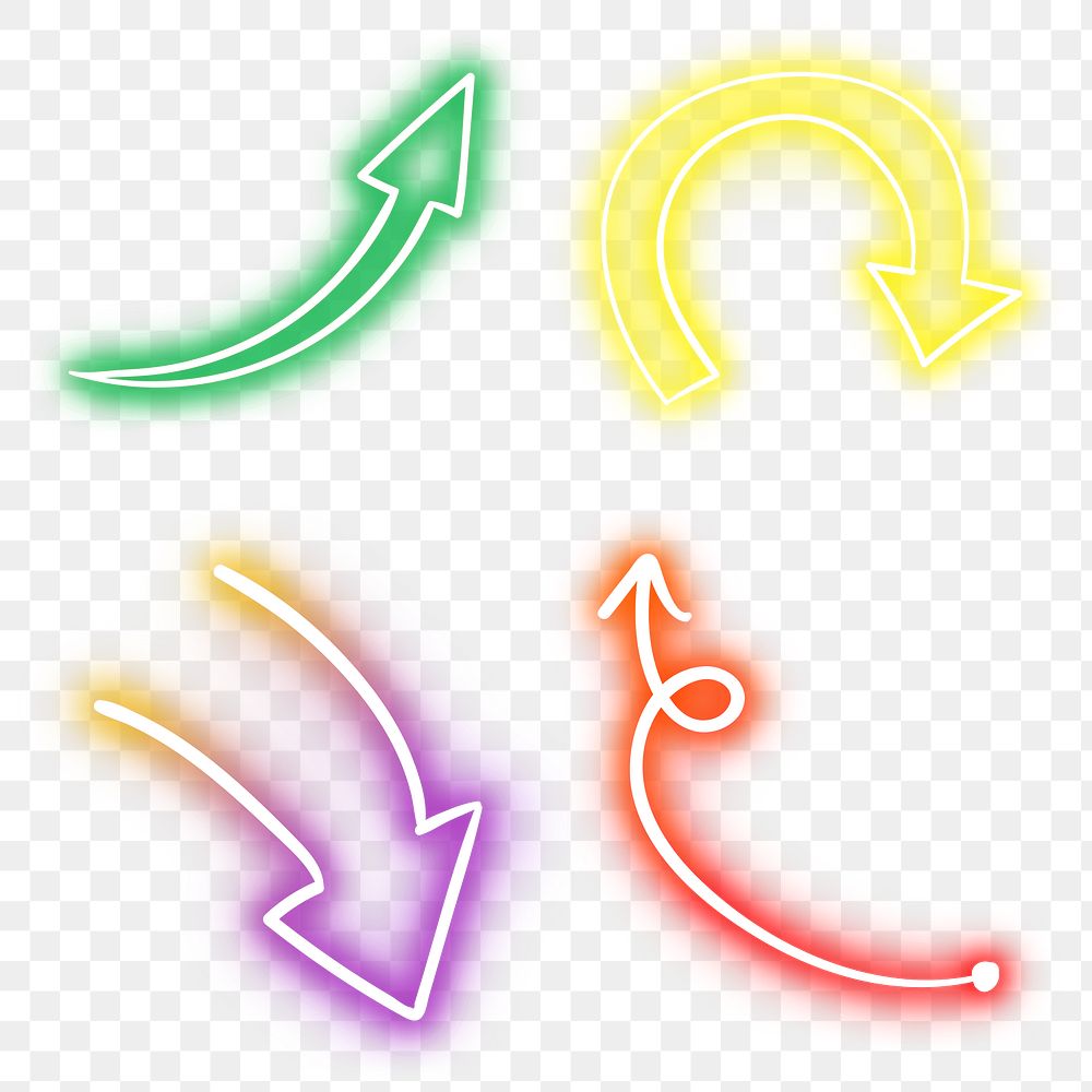 Neon arrows sign set design element