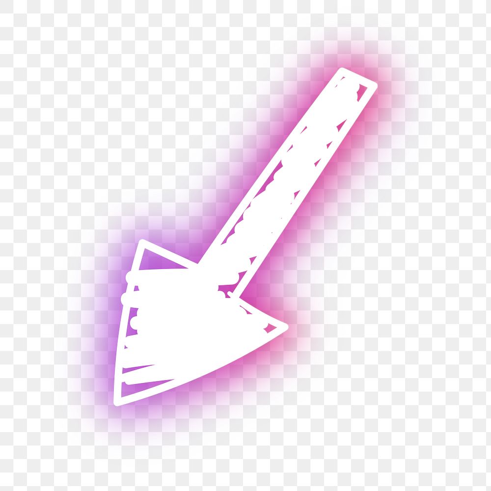 Neon pink straight arrow sign design element