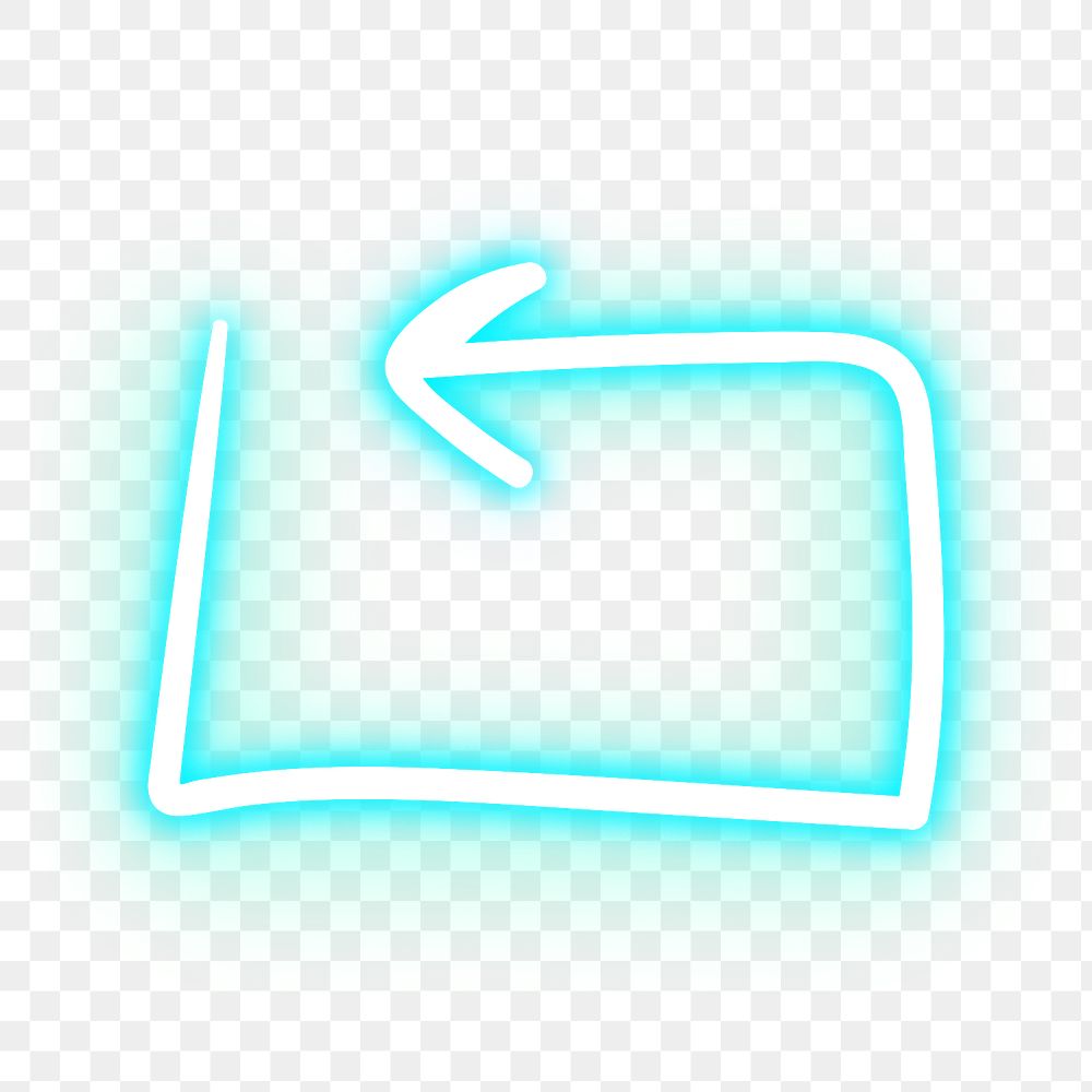 Neon blue rotate left arrow sign design element