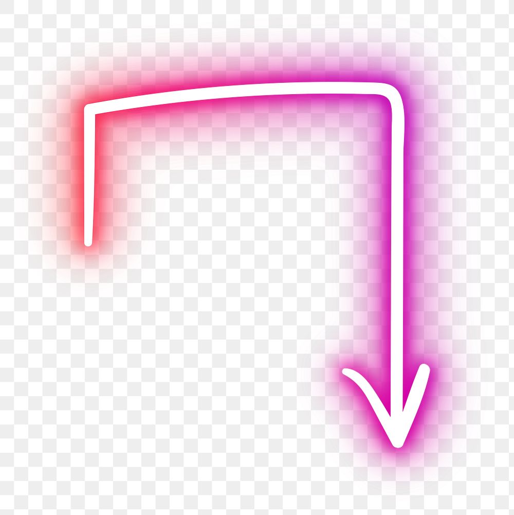 Neon pink turn right arrow sign design element