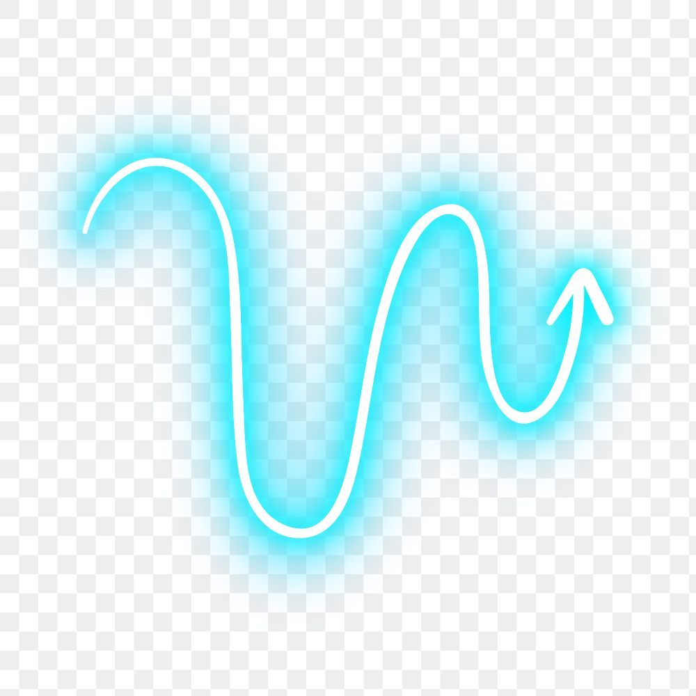 Neon blue swirl arrow sign design element