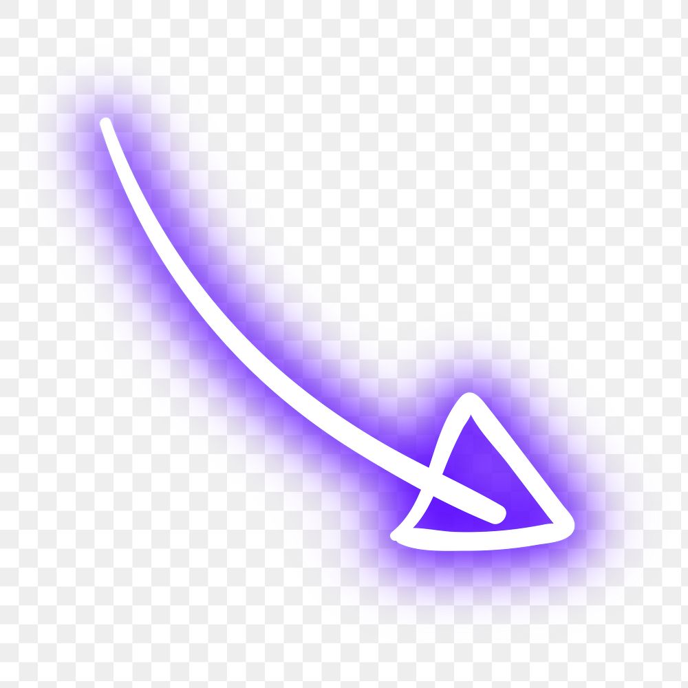 Neon purple curved arrow sign design element