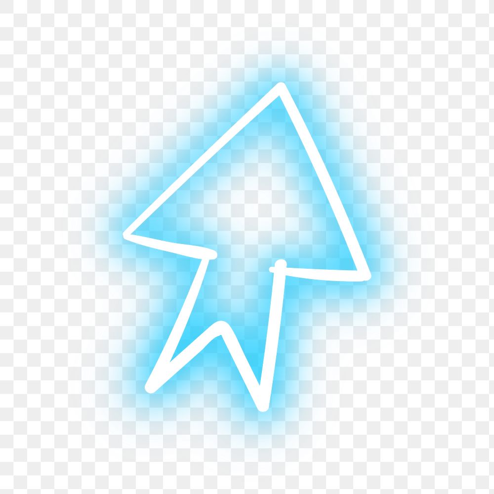 Neon blue straight arrow sign design element