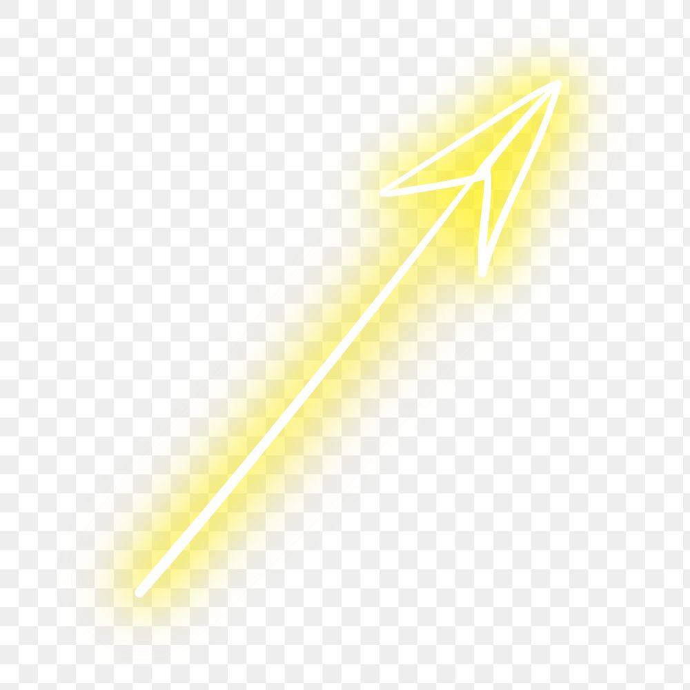 Neon yellow straight arrow sign design element