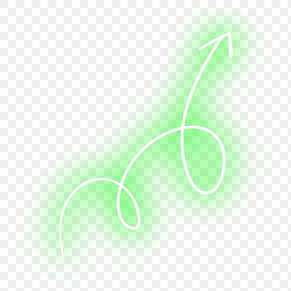 Neon green swirl arrow sign design element