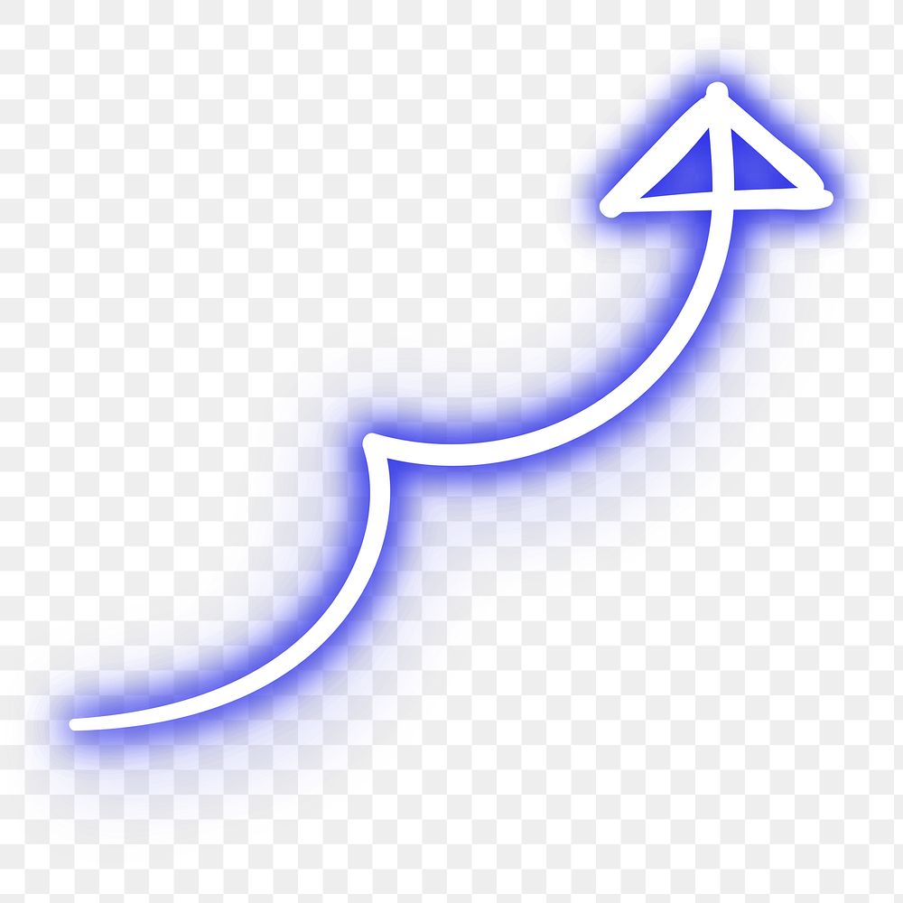 Neon purple curly arrow sign design element