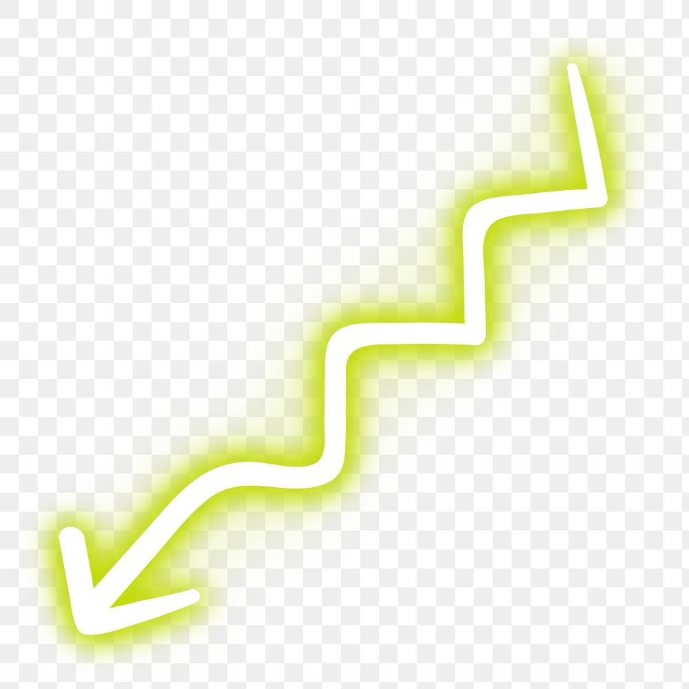 Neon yellow zigzag arrow sign design element