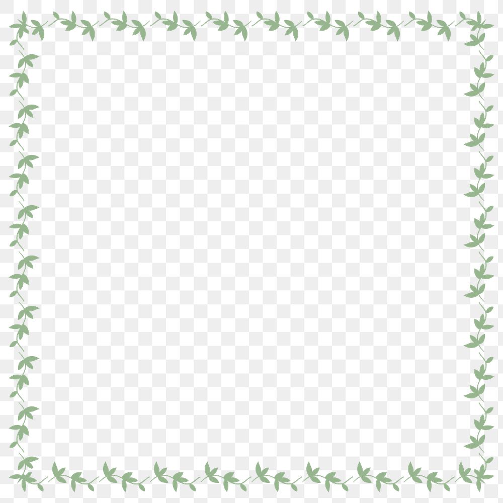 Squared green leafy frame design element