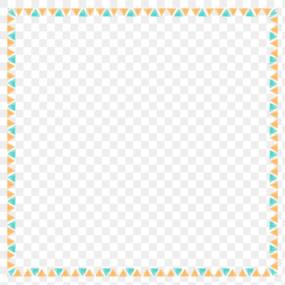 Square green and yellow triangle patterned frame design element