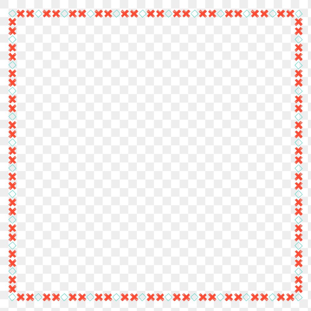 Red and blue patterned frame design element
