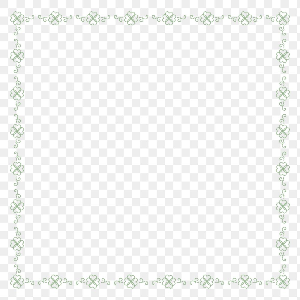 Squared green leafy frame design element