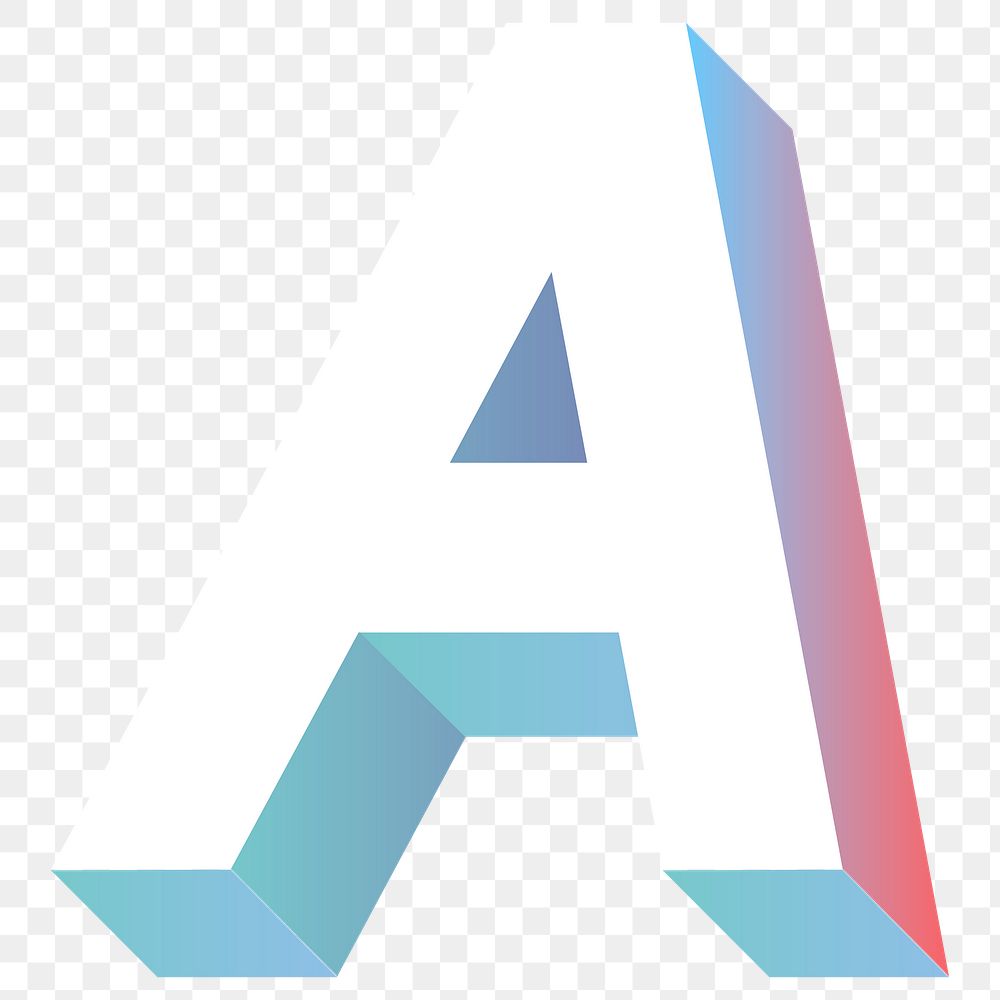 Alphabet letter A isometric typography png