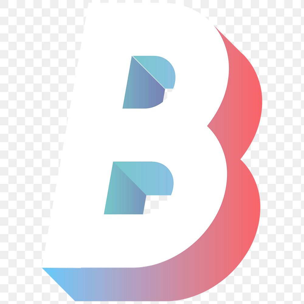 Alphabet letter B isometric typography png
