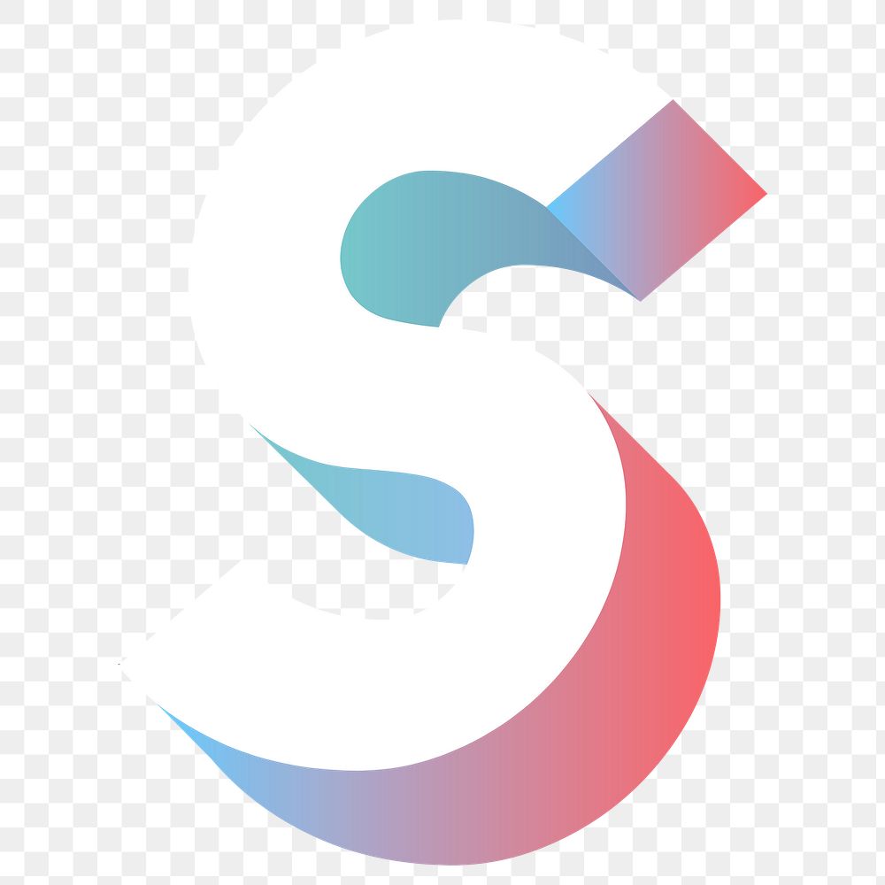 Alphabet letter S isometric typography png