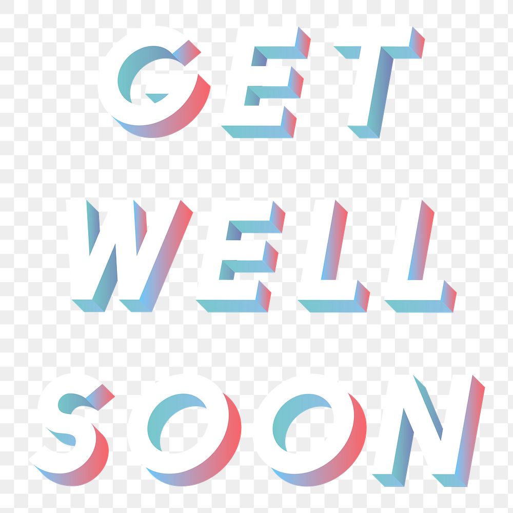 Isometric word Get well soon typography design element