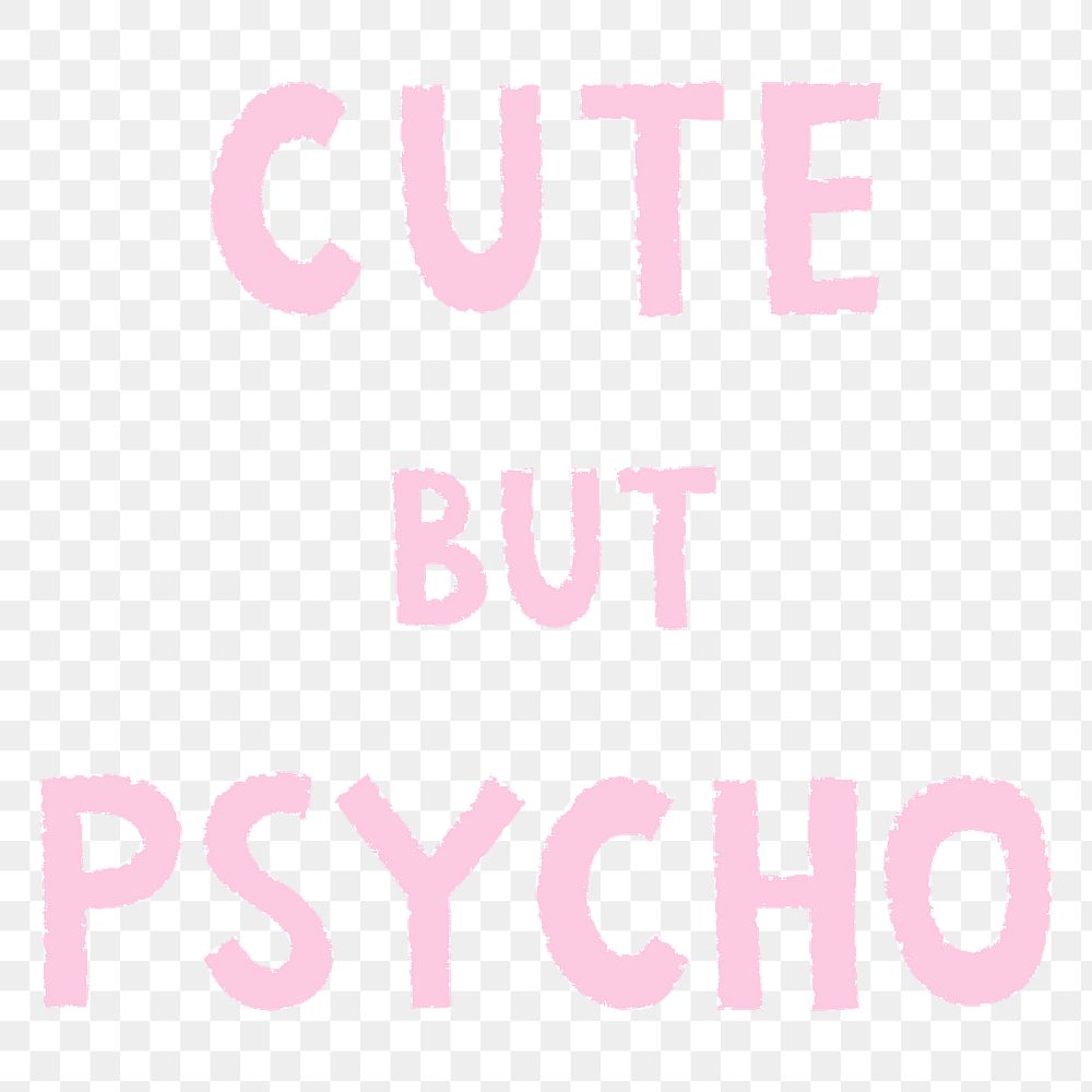 Pink cute but psycho doodle typography design element