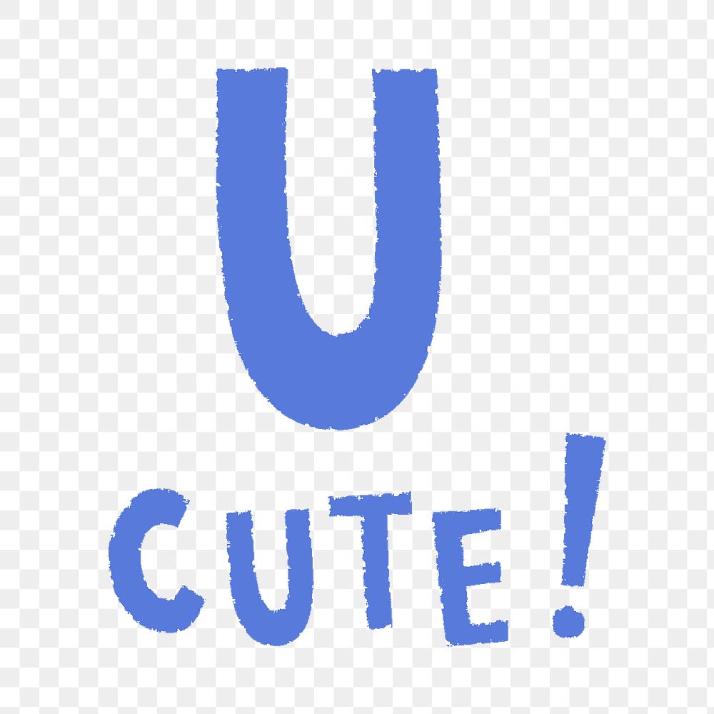 Blue u cute! doodle typography design element